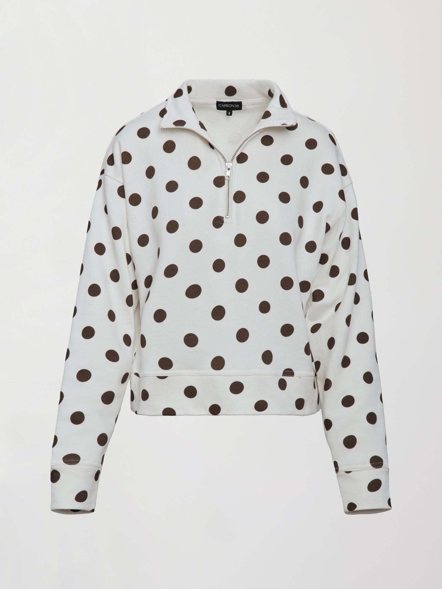 Carbon38 | Polka Dot Half Zip - White/Carafe Polka Dot