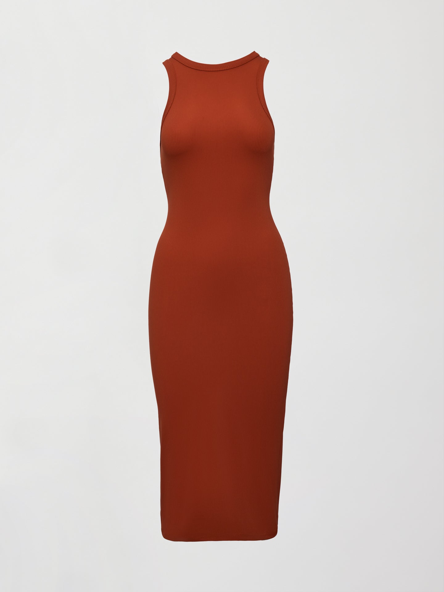 Carbon38 | High Neck Tank Dress in Ribbed Melt - Terracotta