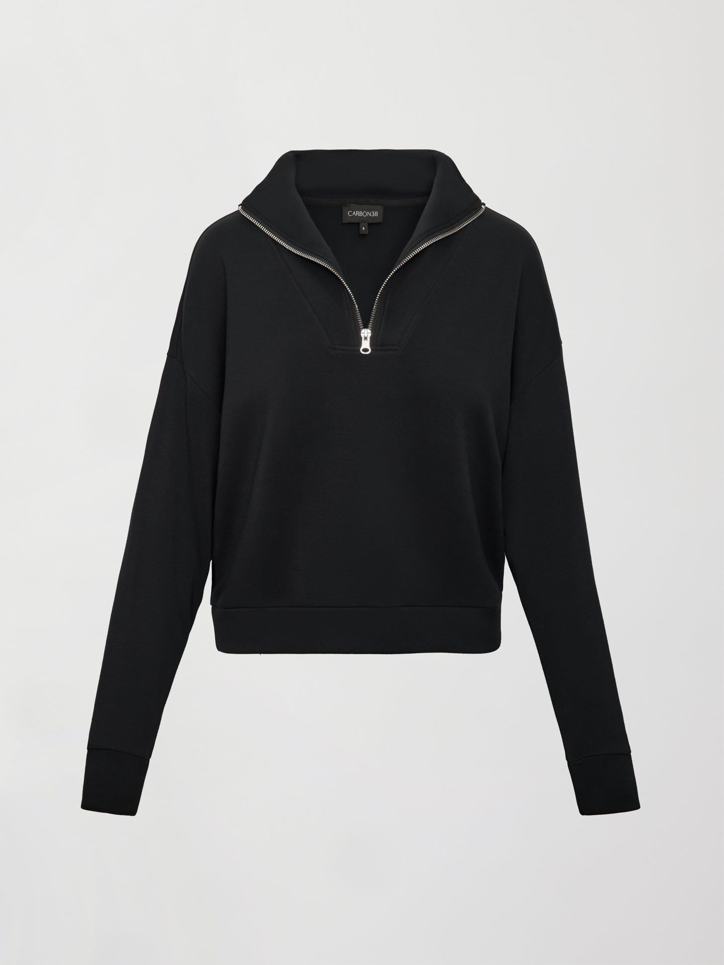Carbon38 | Half Zip Pullover in Interlock - Black