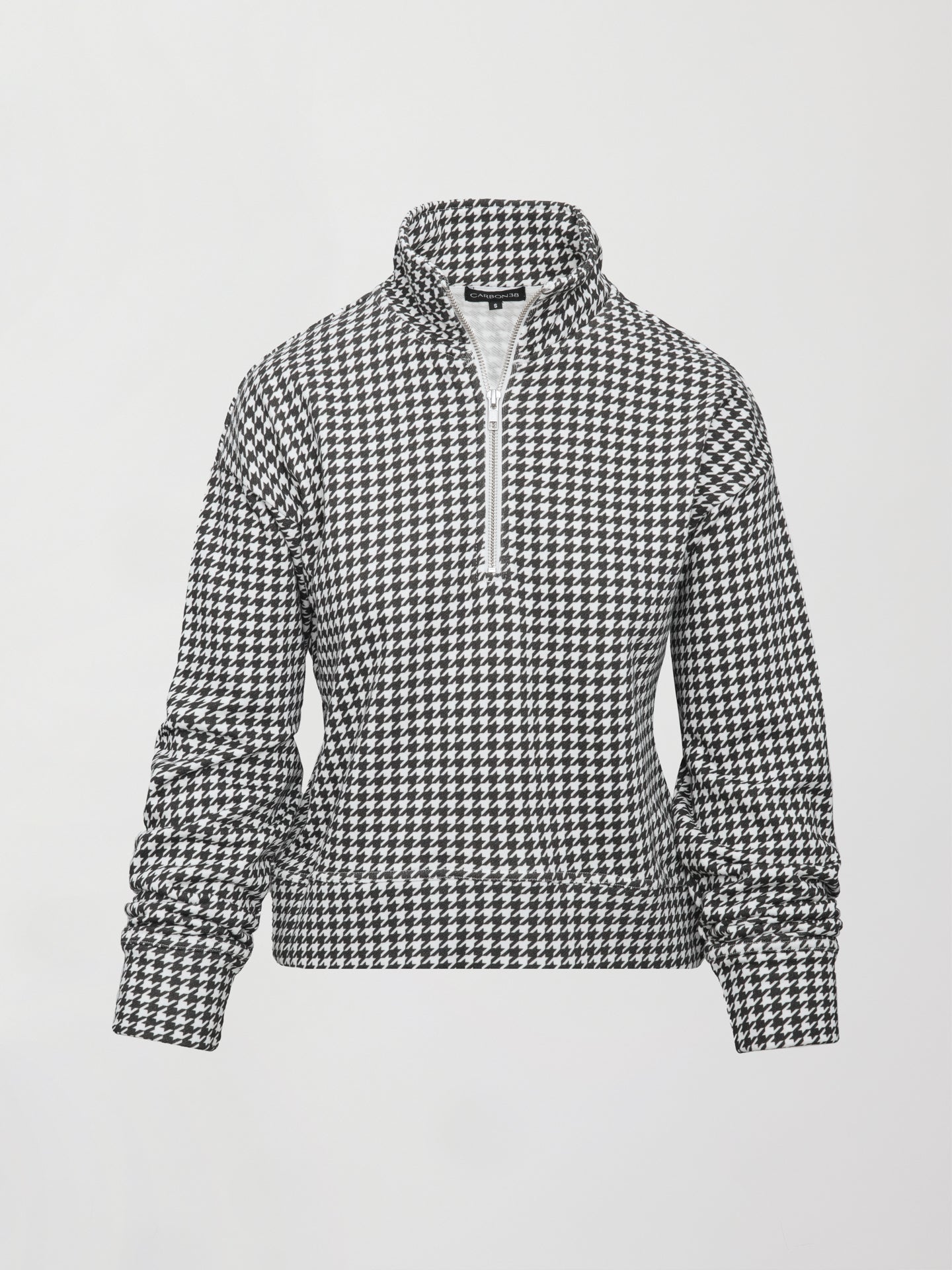Carbon38 | Houndstooth Half Zip - Ivory / Faded Black