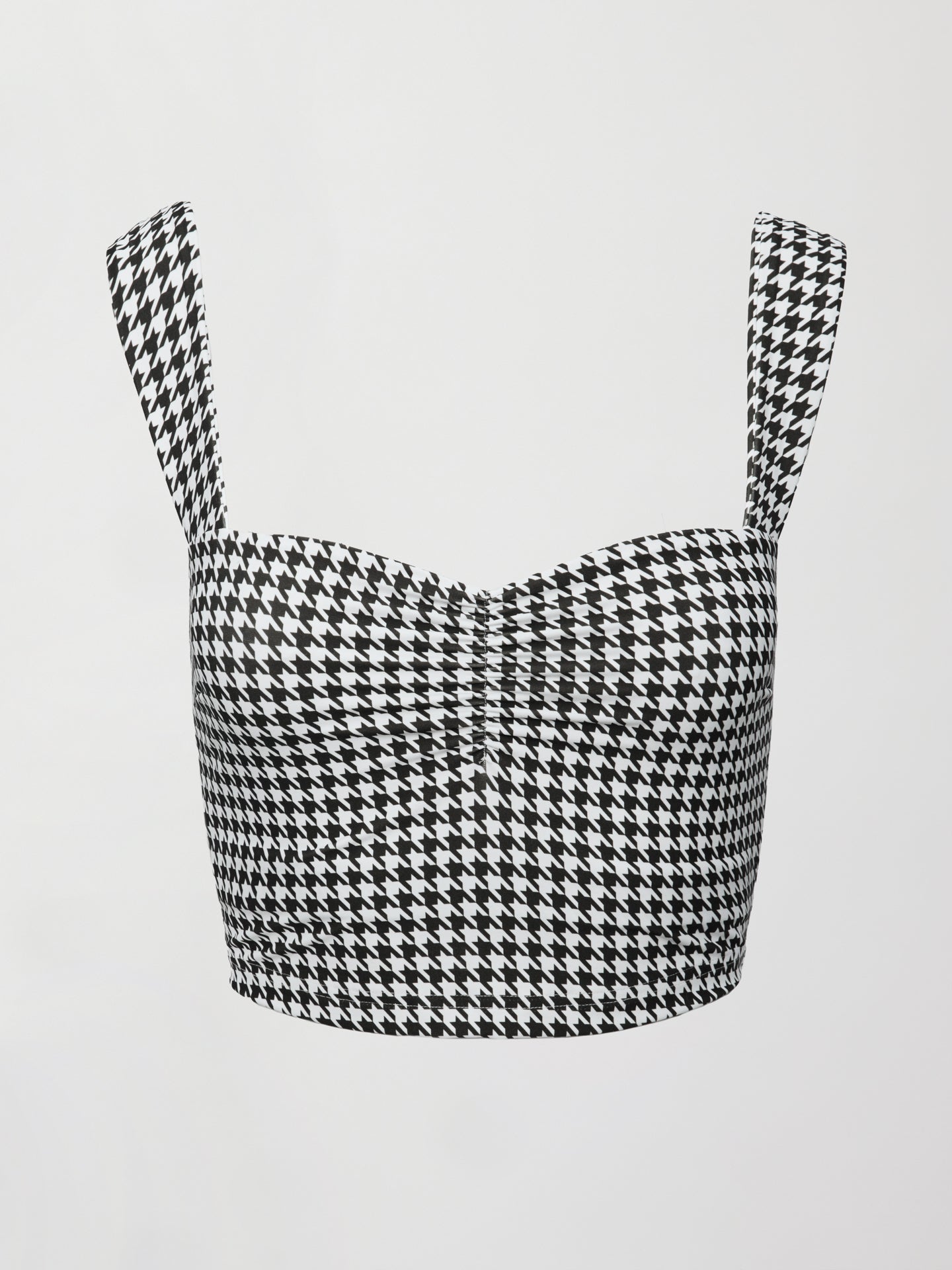 Carbon38 | Houndstooth Sports Bra - Ivory / Faded Black