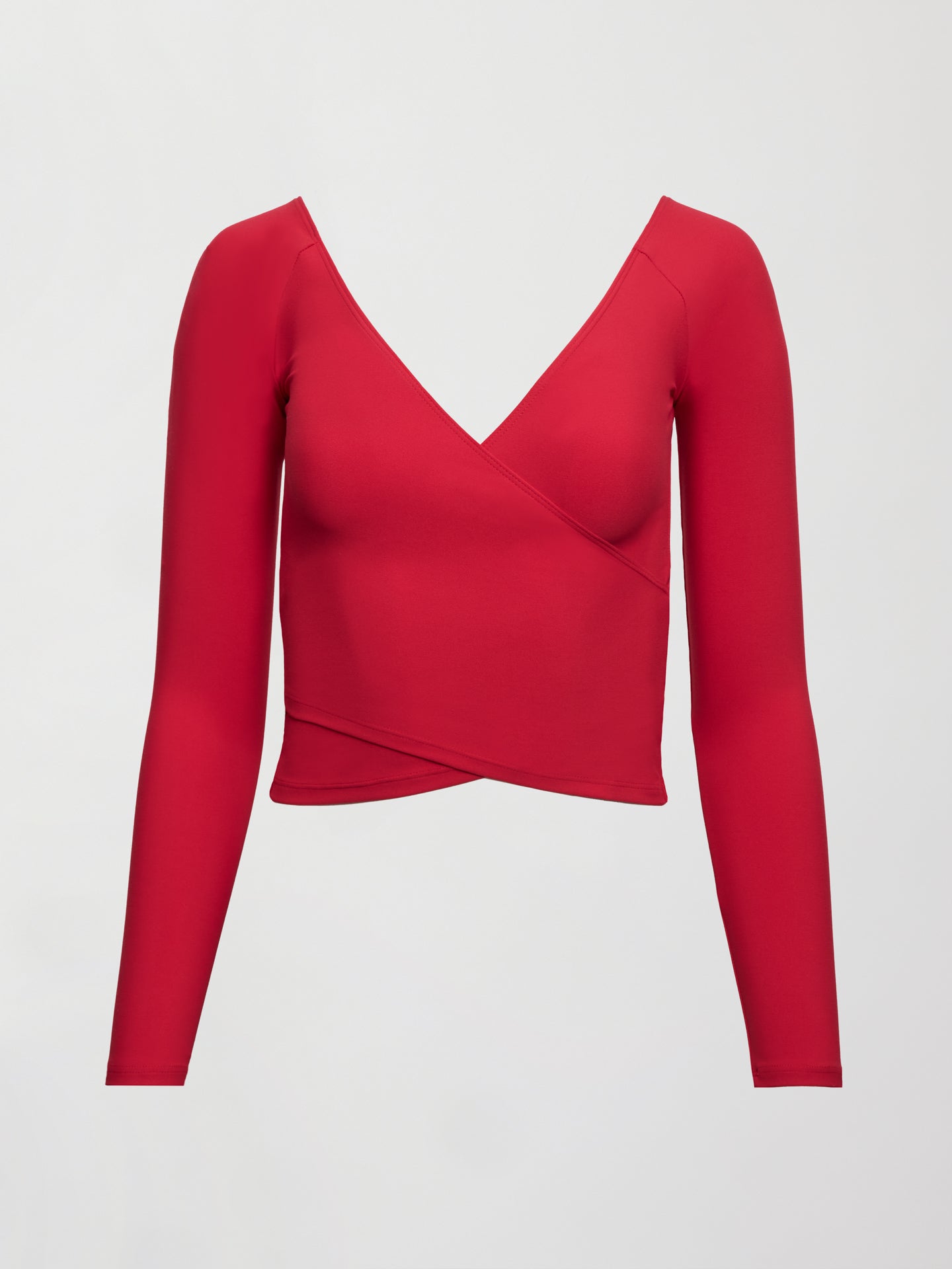 Carbon38 | Long Sleeve Wrap Top in Melt - Crimson Red
