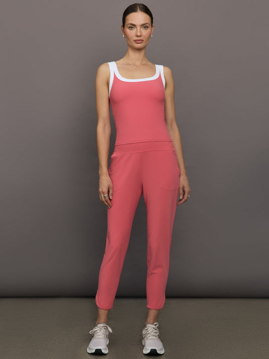 Carbon38 | Colorblock Scoop Tank in Melt - Rosewood / White
