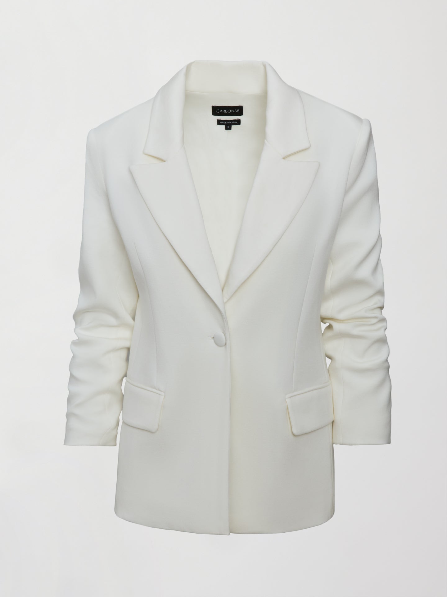 Carbon38 | Single Breasted Blazer in Scuba - Ivory