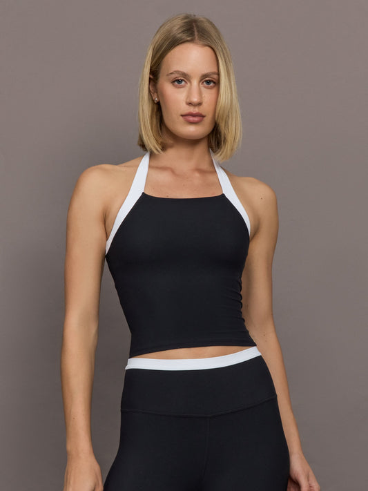 Carbon38 | Colorblock Halter Tank in Melt - Black/White