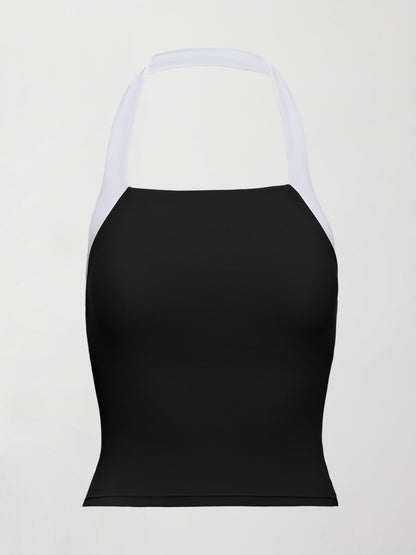 Carbon38 | Colorblock Halter Tank in Melt - Black/White