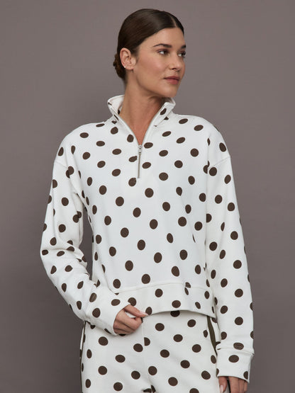 Carbon38 | Polka Dot Half Zip - White/Carafe Polka Dot