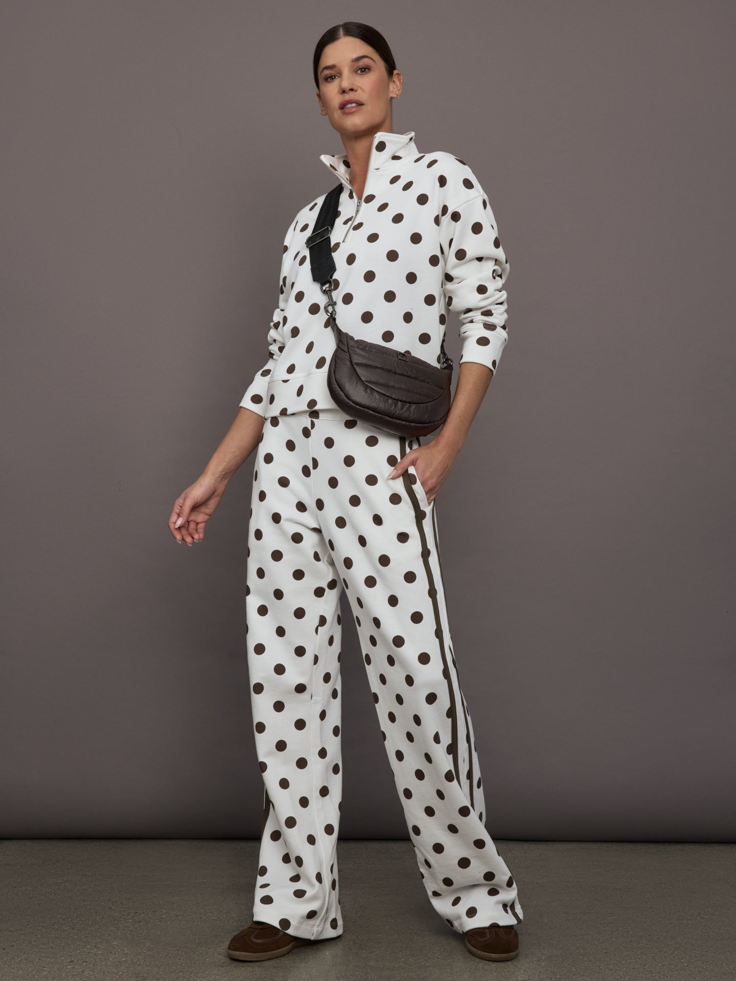 Carbon38 | Polka Dot Half Zip - White/Carafe Polka Dot
