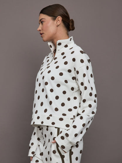 Carbon38 | Polka Dot Half Zip - White/Carafe Polka Dot