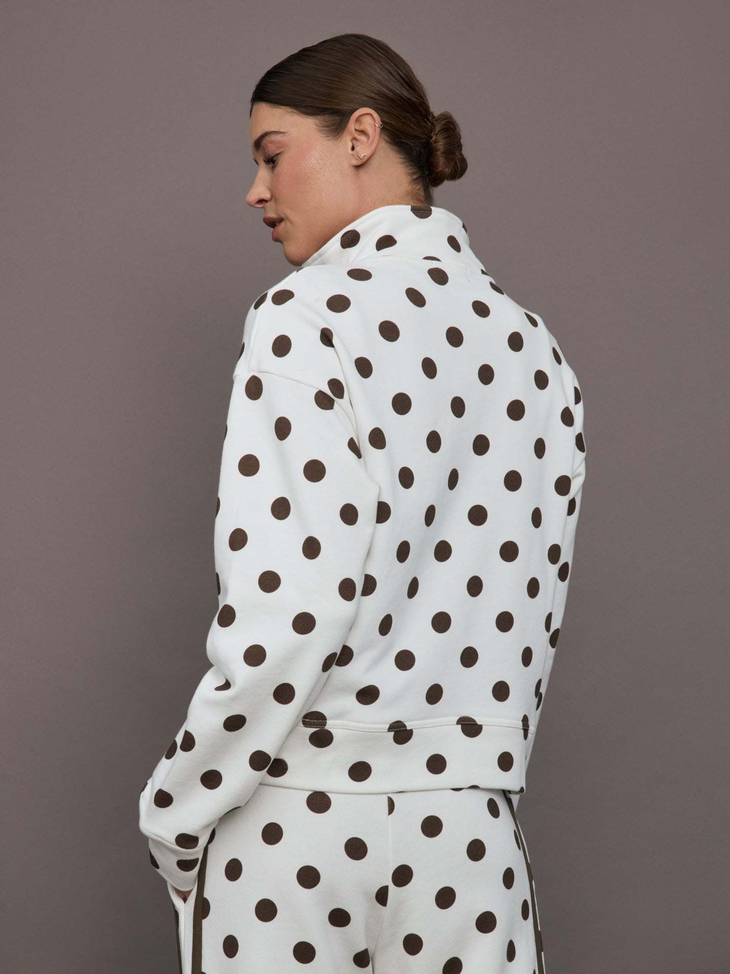 Carbon38 | Polka Dot Half Zip - White/Carafe Polka Dot