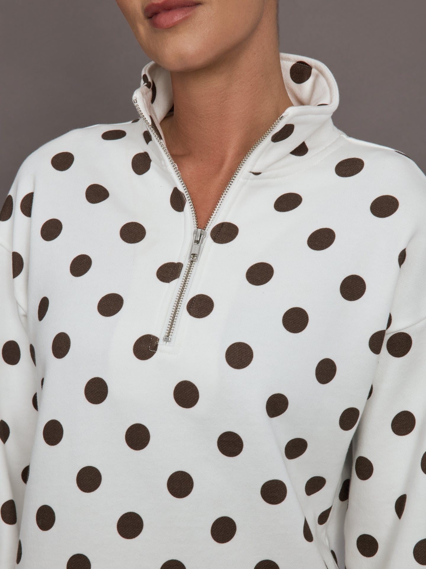 Carbon38 | Polka Dot Half Zip - White/Carafe Polka Dot