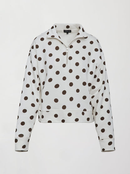 Carbon38 | Polka Dot Half Zip - White/Carafe Polka Dot