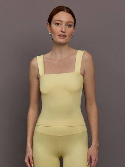 Carbon38 | Square Neck Tank in Ribbed Melt - Banana