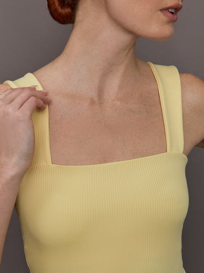 Carbon38 | Square Neck Tank in Ribbed Melt - Banana