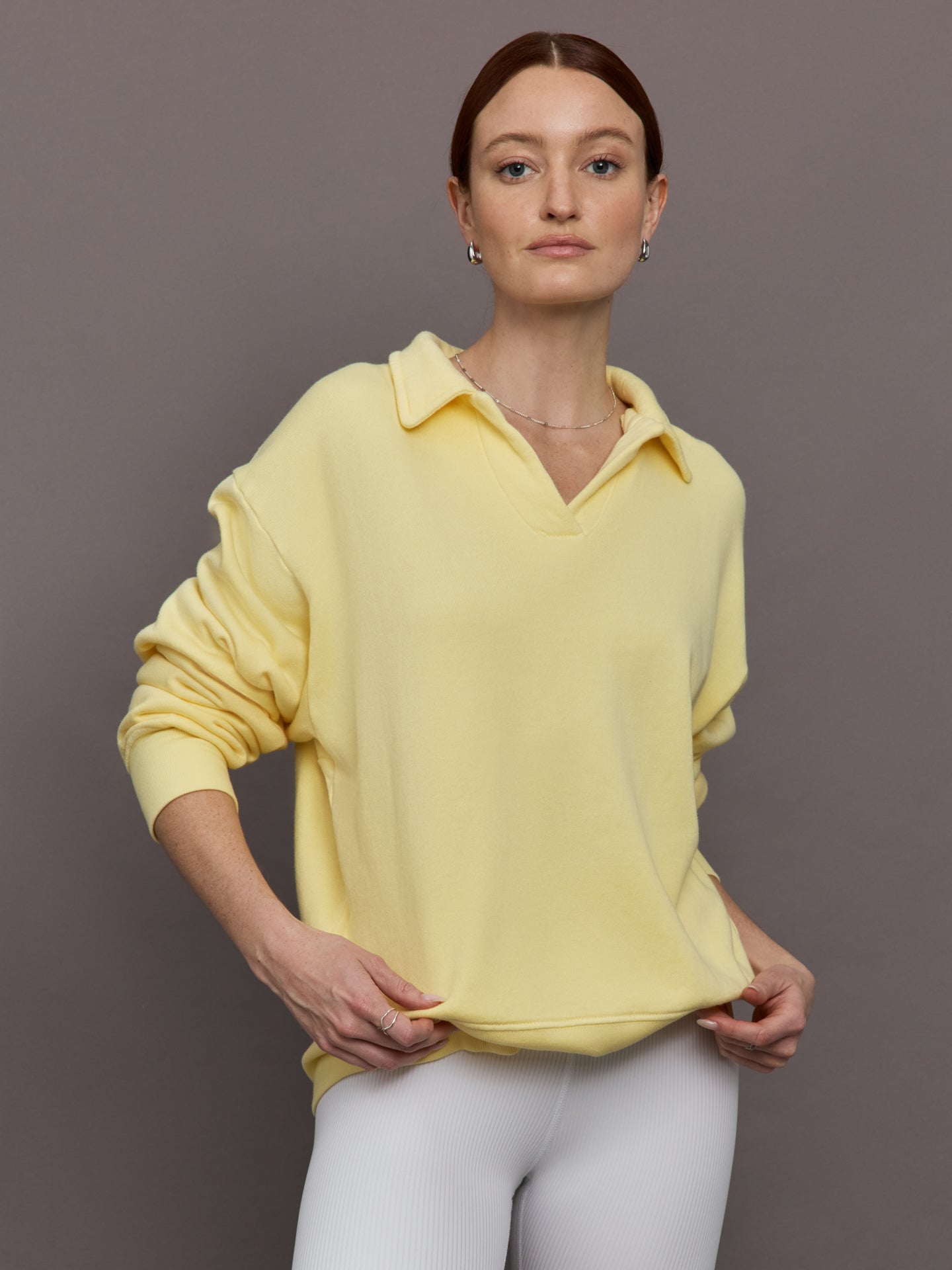 Carbon38 | Johnny Collar Sweatshirt in French Terry - Banana
