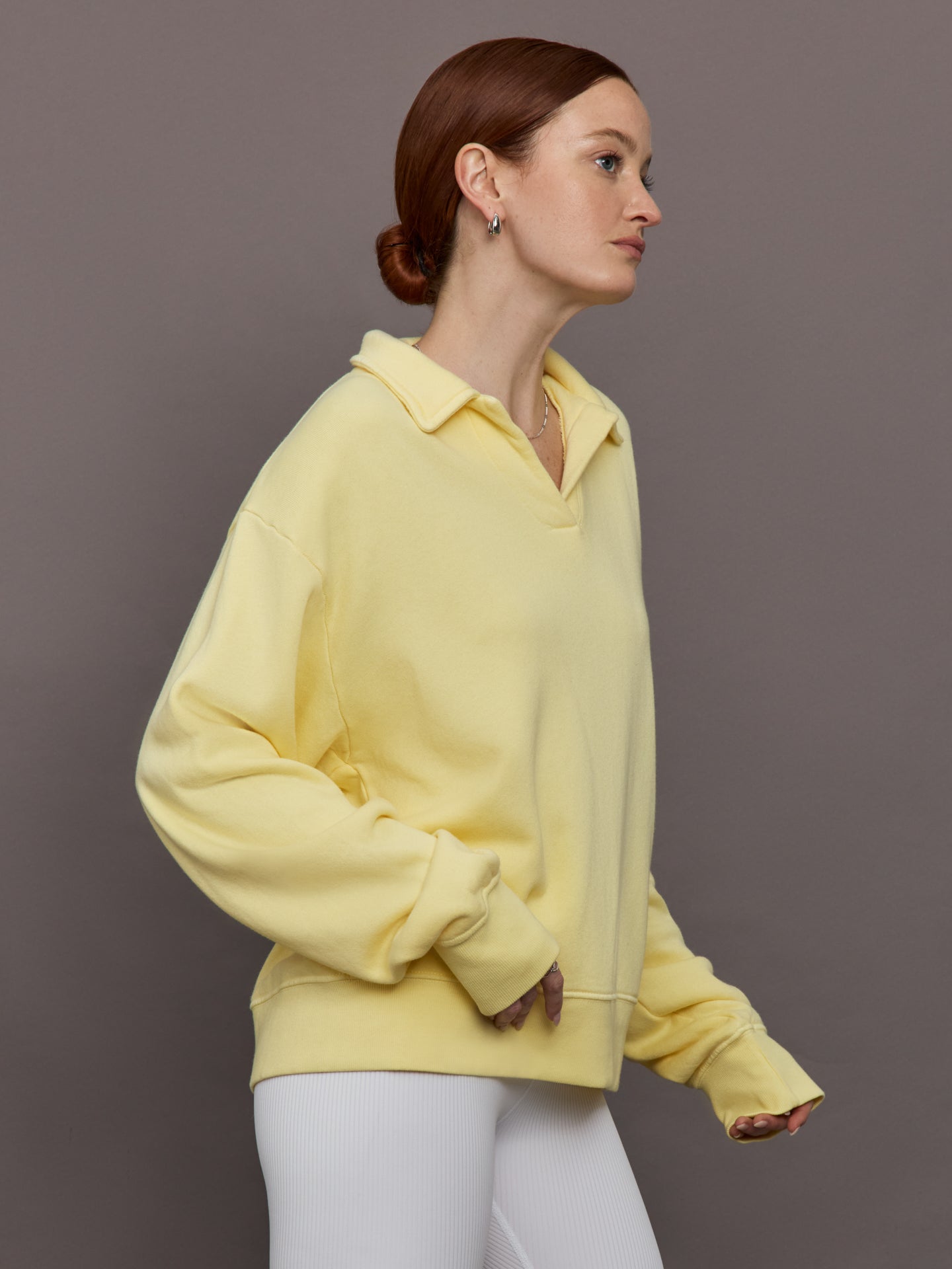 Carbon38 | Johnny Collar Sweatshirt in French Terry - Banana