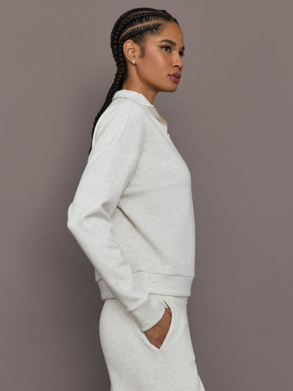 Carbon38 | Half Zip Pullover in Interlock - Moonbeam
