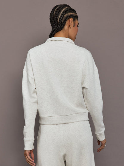 Carbon38 | Half Zip Pullover in Interlock - Moonbeam