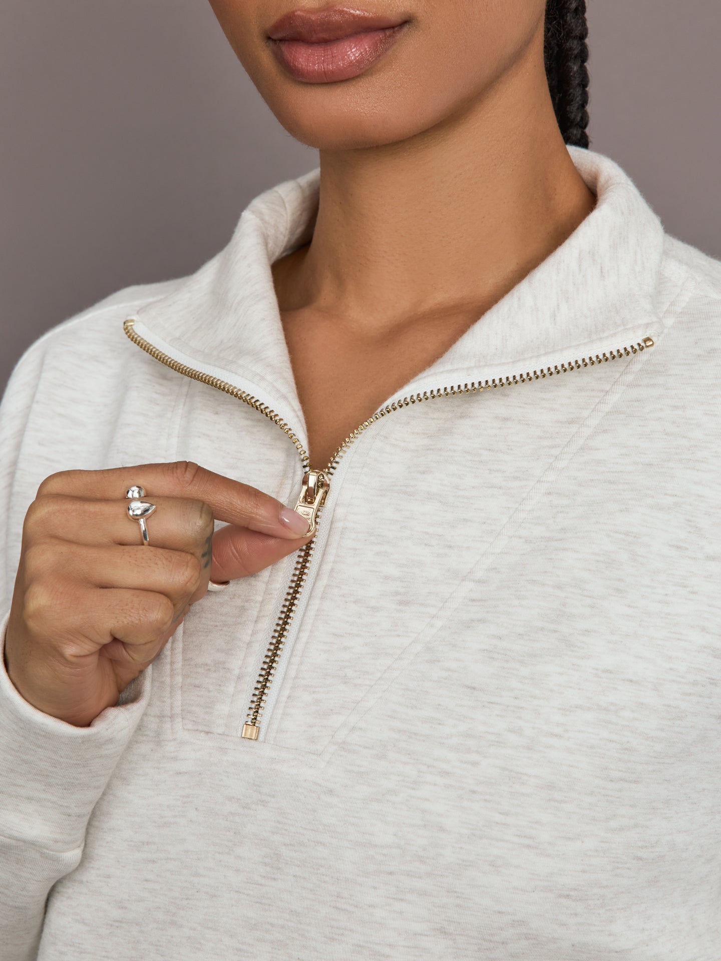 Carbon38 | Half Zip Pullover in Interlock - Moonbeam