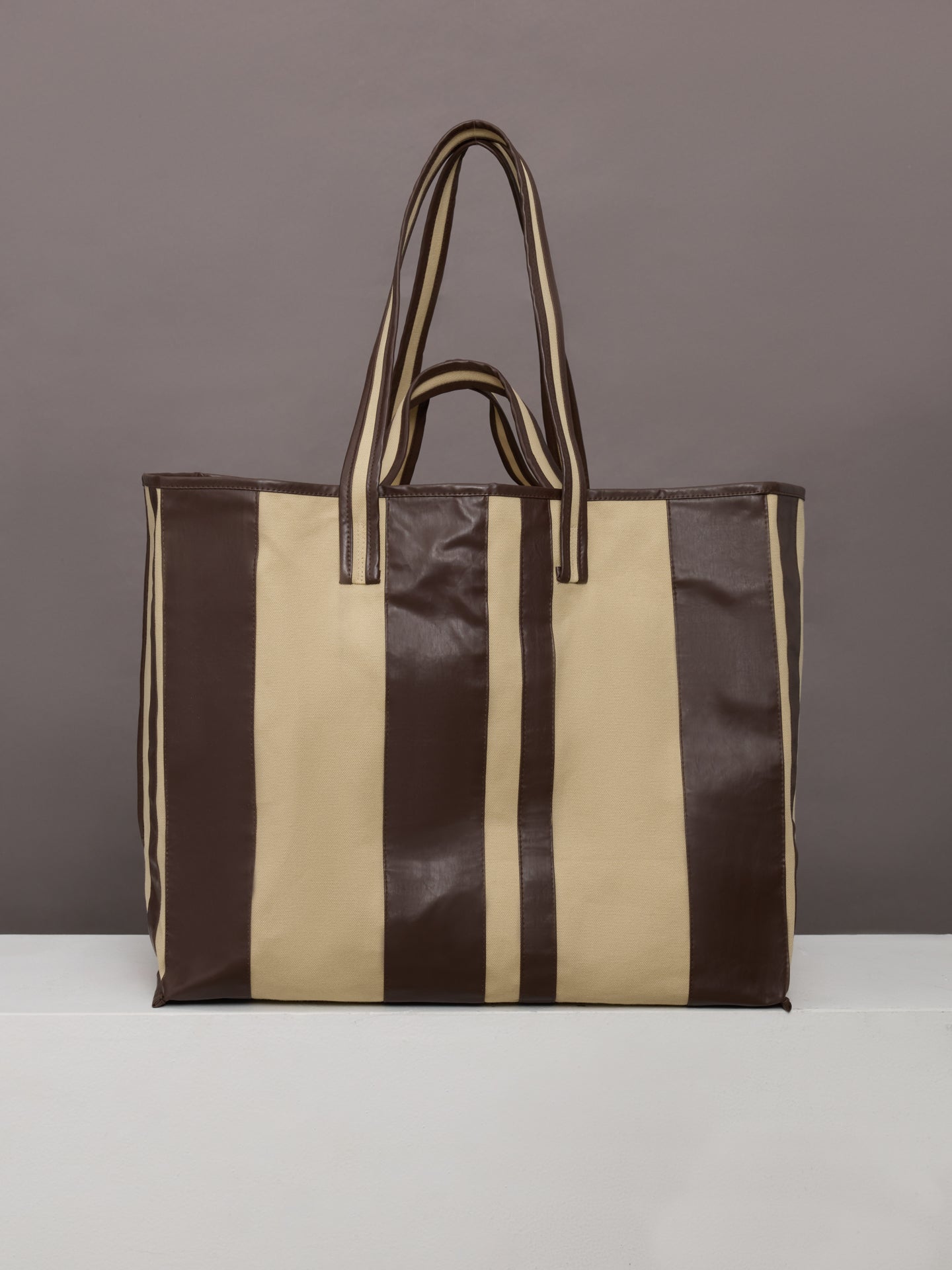 Carbon38 | Tote Striped Canvas - Beige/Oil Multi