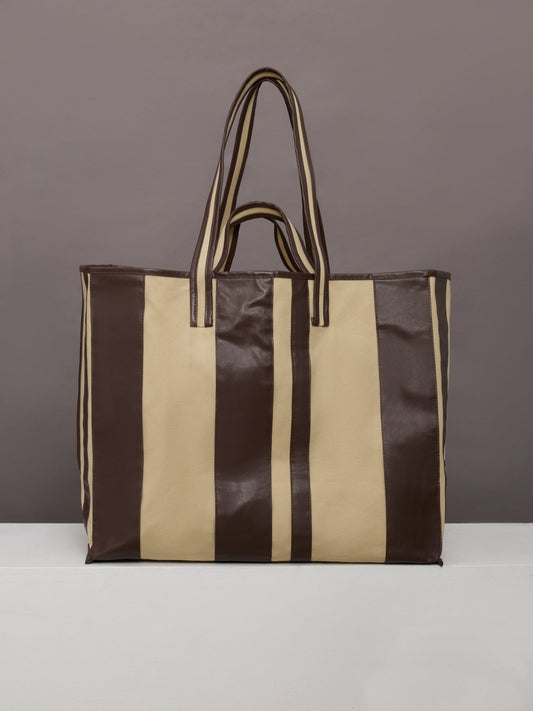 Carbon38 | Tote Striped Canvas - Beige/Oil Multi