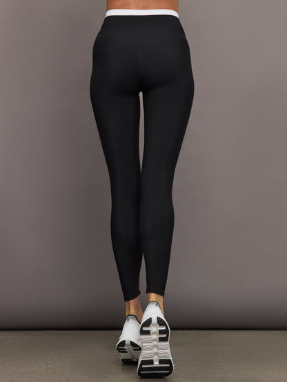 Carbon38 | Contrast Waistband Legging in Melt - Black/White