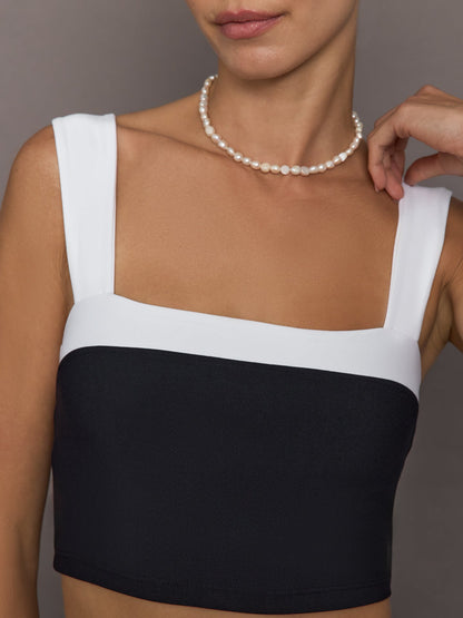 Carbon38 | Square Neck Contrast Bra in Melt - Black/White