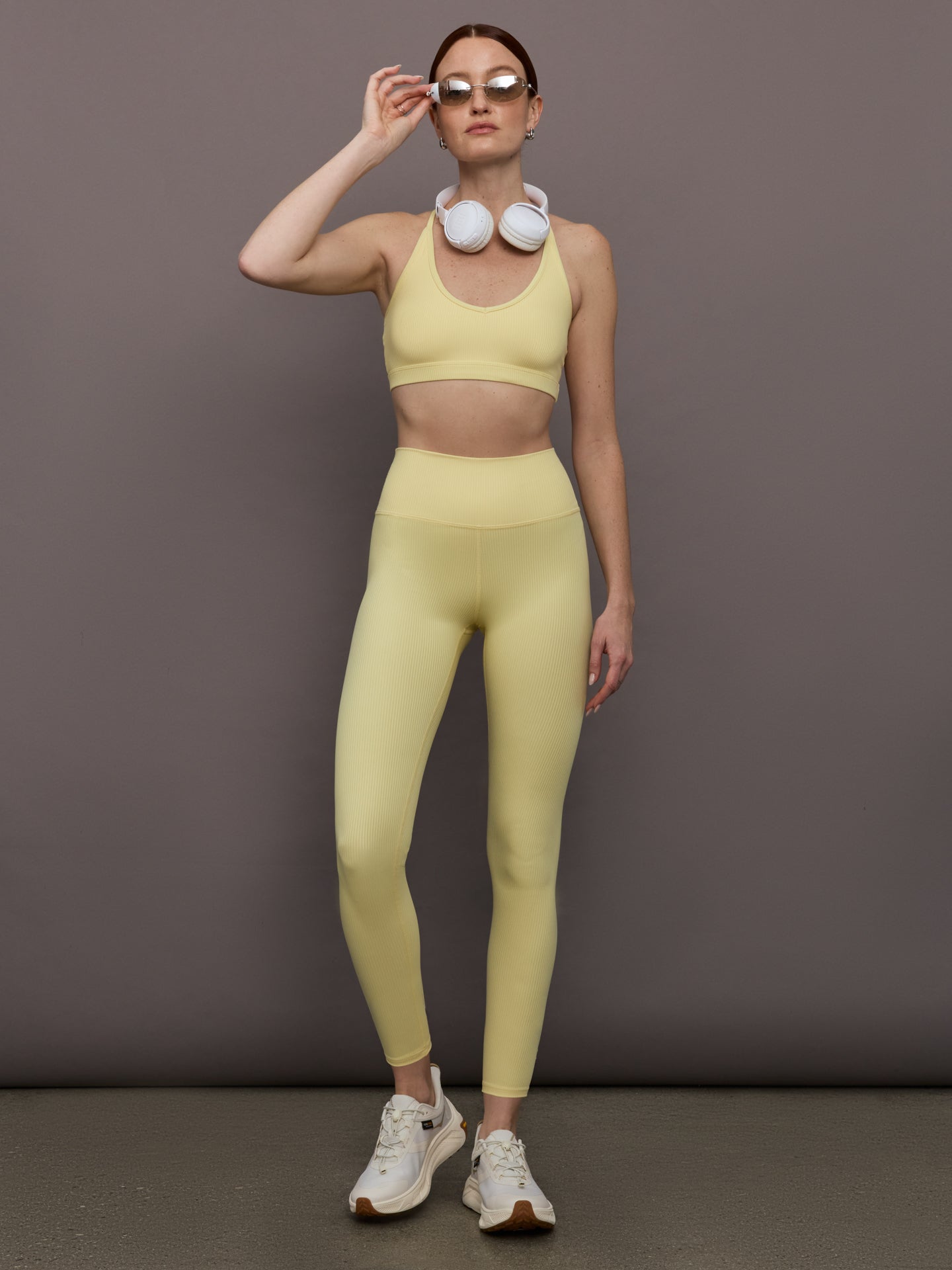 Carbon38 | High Rise Legging in Ribbed Melt - Banana