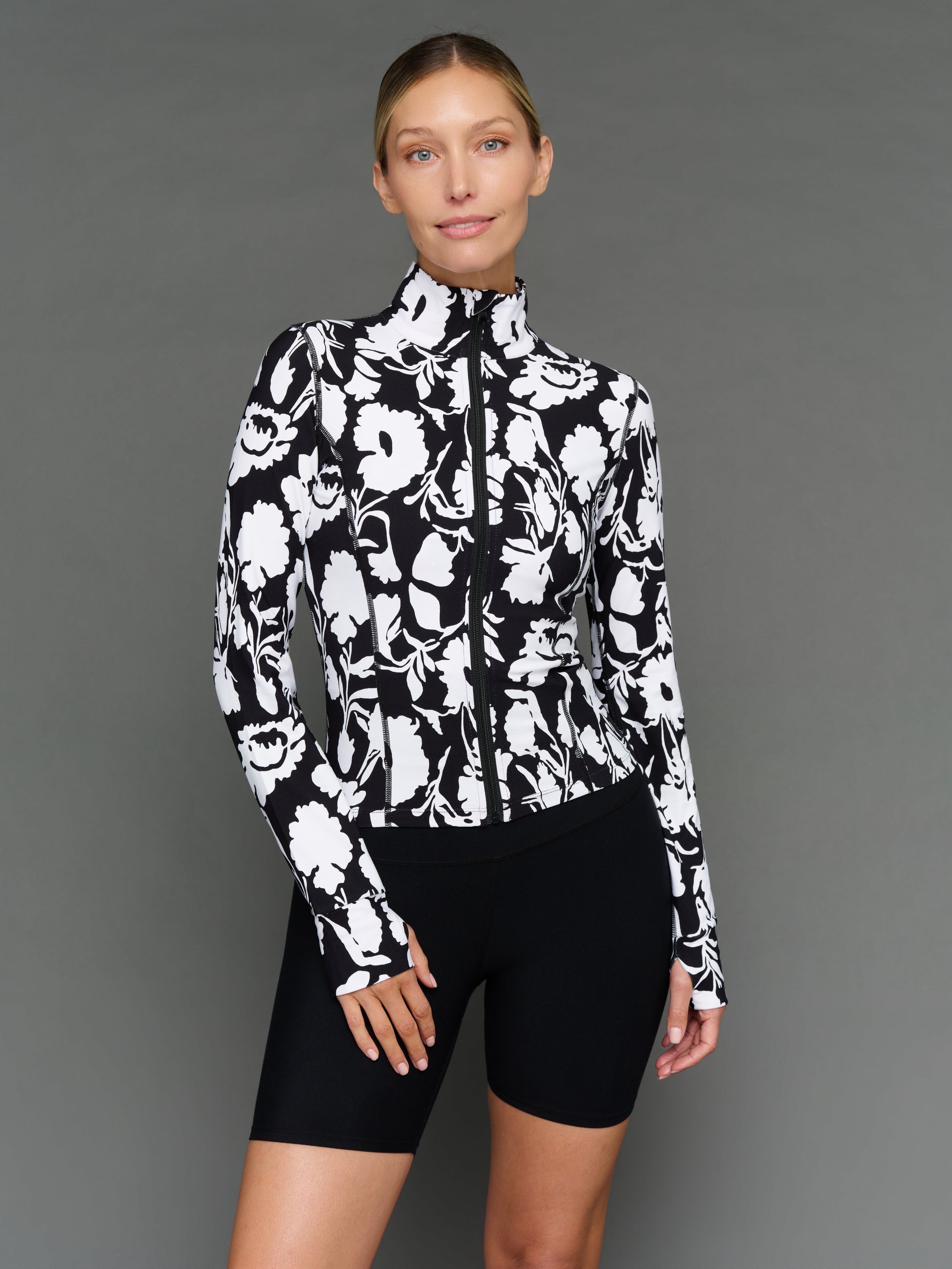 Carbon38 | Floral Full Zip Active Jacket in Melt - Floral Print