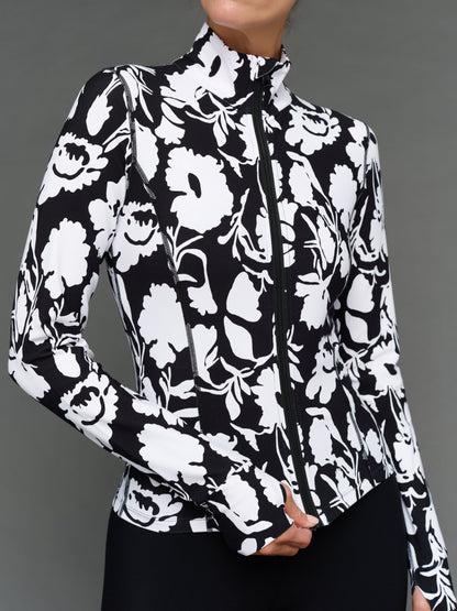 Carbon38 | Floral Full Zip Active Jacket in Melt - Floral Print