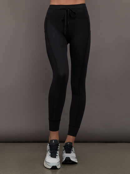 Carbon38 | High Rise Pocket Legging in Ribbed Melt - Black