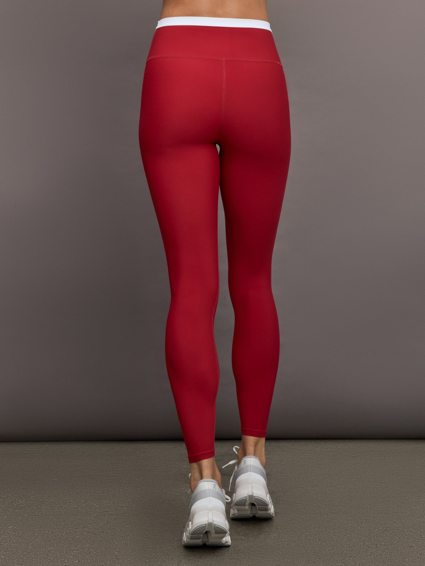 Carbon38 | Contrast Waistband Legging in Melt - Cherry Red/White
