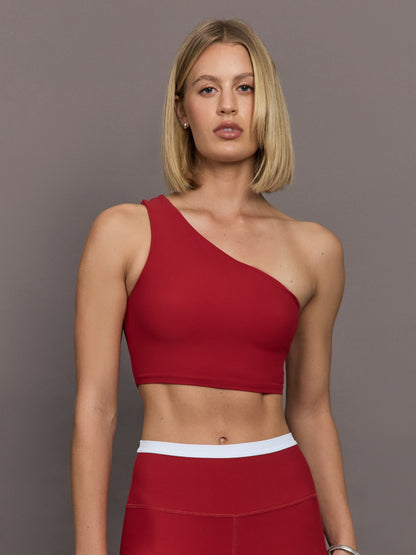 Carbon38 | One Shoulder Bra in Melt - Cherry Red