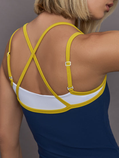 Carbon38 | Double Layered Tank in Melt - Navy/Mango/White
