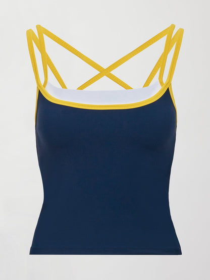 Carbon38 | Double Layered Tank in Melt - Navy/Mango/White