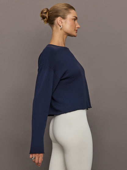 Carbon38 | Crew Neck Sweatshirt in French Terry - Navy Blazer