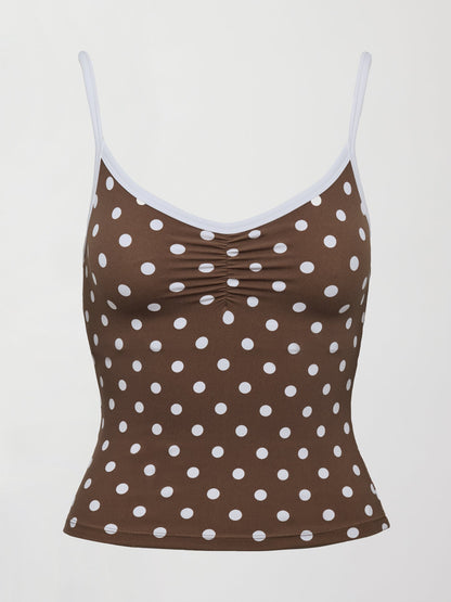 Carbon38 | Polka Dot Ruched Tank in Melt - Carafe/White Polka Dot