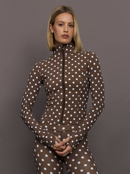 Carbon38 | Full Zip Active Jacket in Melt - Carafe/White Polka Dot