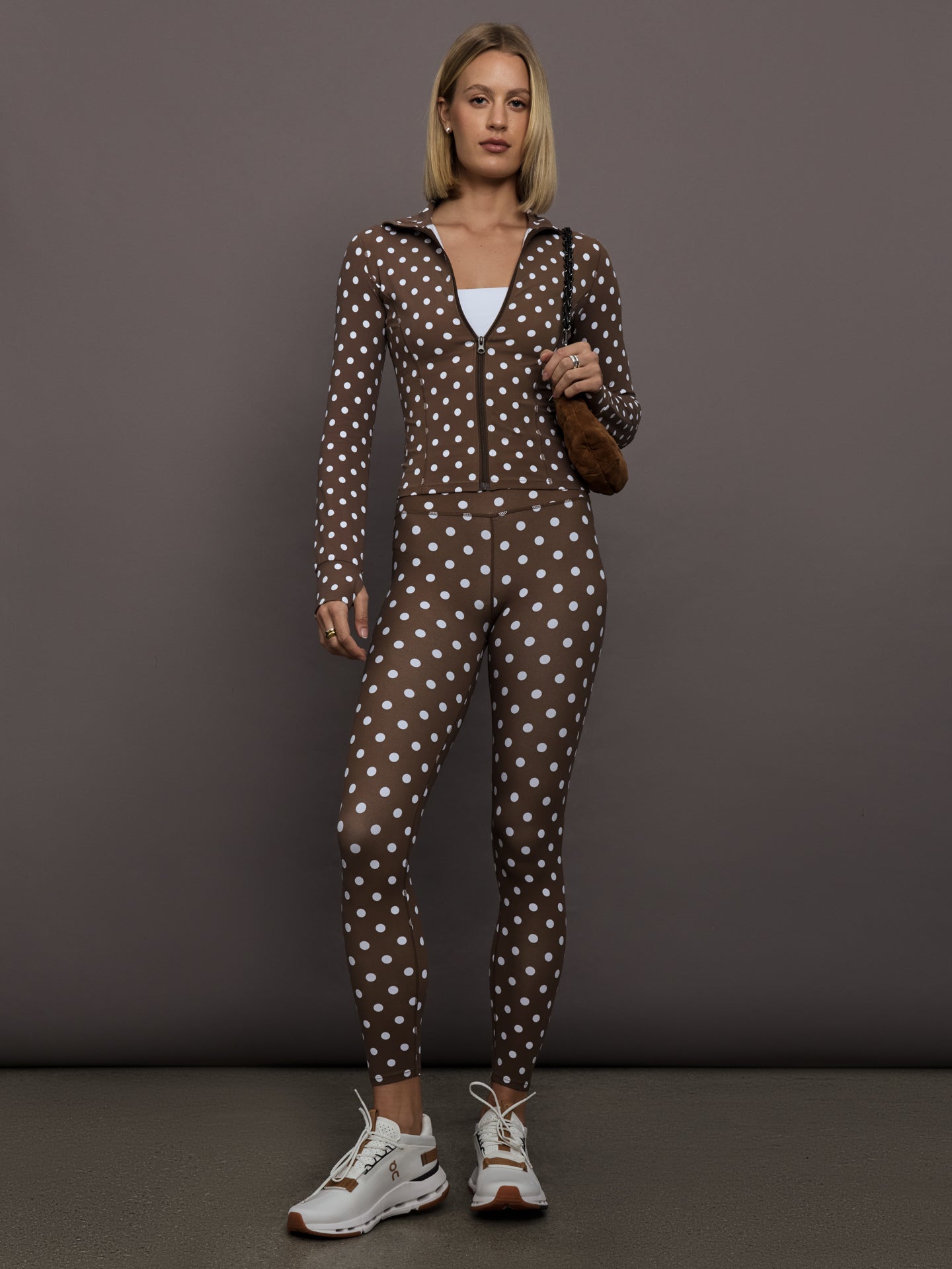 Carbon38 | Full Zip Active Jacket in Melt - Carafe/White Polka Dot