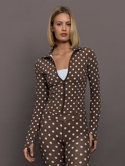 Carbon38 | Full Zip Active Jacket in Melt - Carafe/White Polka Dot