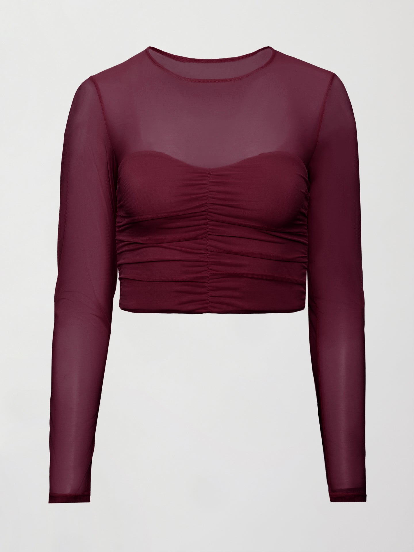 Carbon38 | Ruched Mesh Long Sleeve Top in Melt - Fig