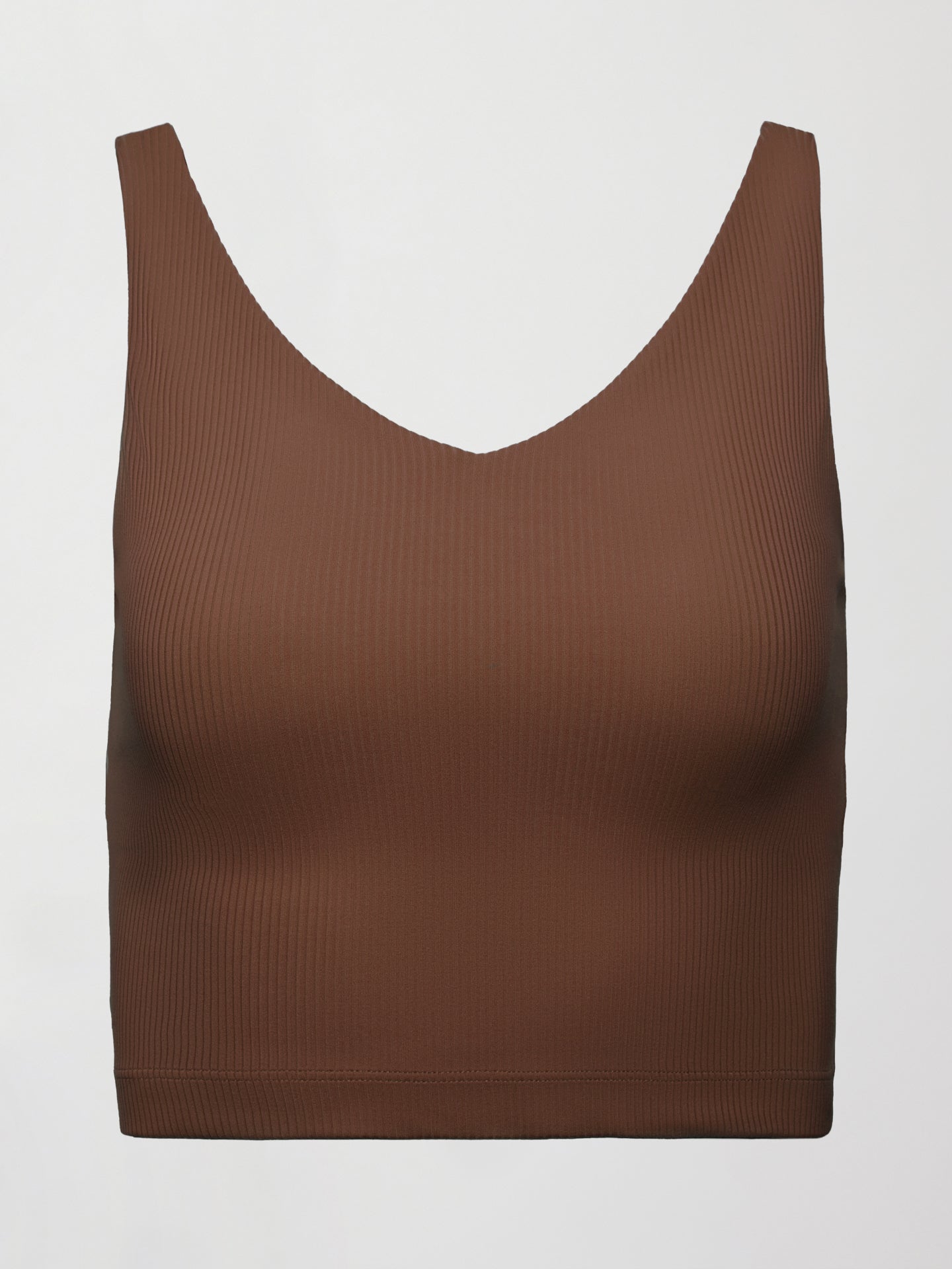 Carbon38 | V-Neck Tank in Ribbed Melt - Cocoa Brown