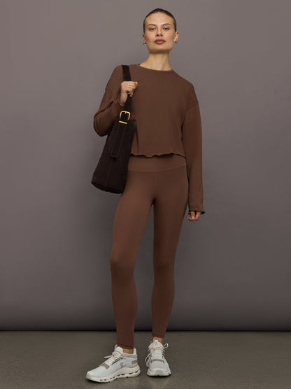 Carbon38 | High Rise Legging in Ribbed Melt - Cocoa Brown