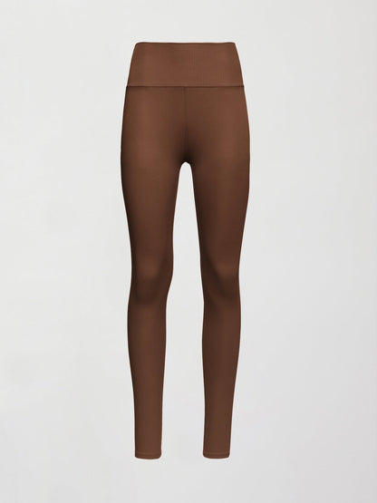 Carbon38 | High Rise Legging in Ribbed Melt - Cocoa Brown