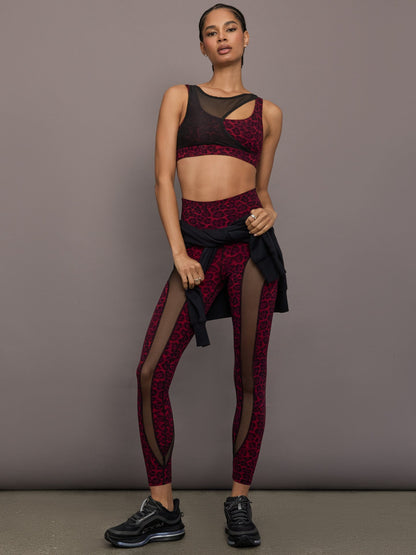 Carbon38 | Mesh Overlay Bra - Red Leopard