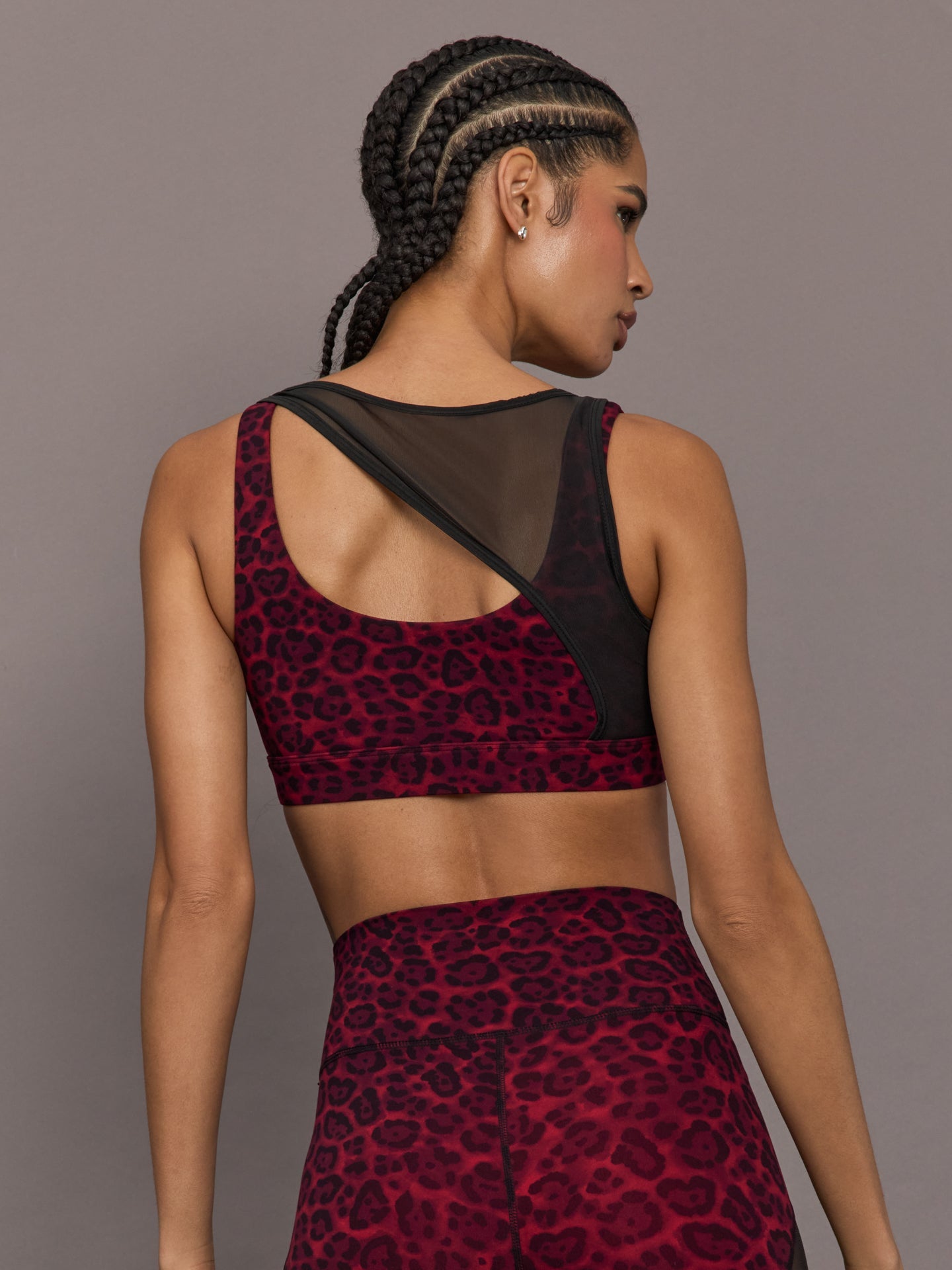 Carbon38 | Mesh Overlay Bra - Red Leopard
