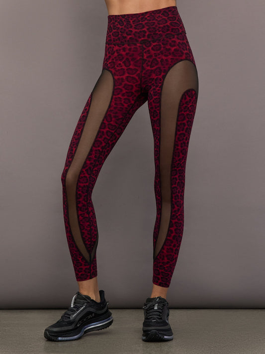 Carbon38 | Sheer Spliced Legging in Melt - Red Leopard