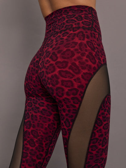 Carbon38 | Sheer Spliced Legging in Melt - Red Leopard