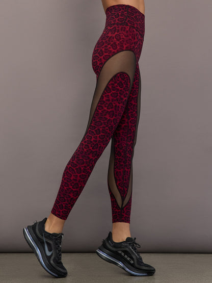 Carbon38 | Sheer Spliced Legging in Melt - Red Leopard