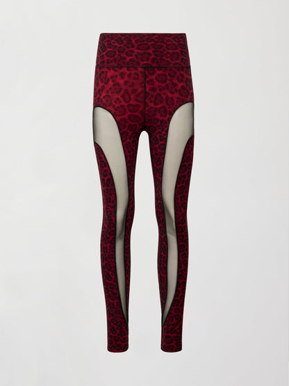 Carbon38 | Sheer Spliced Legging in Melt - Red Leopard